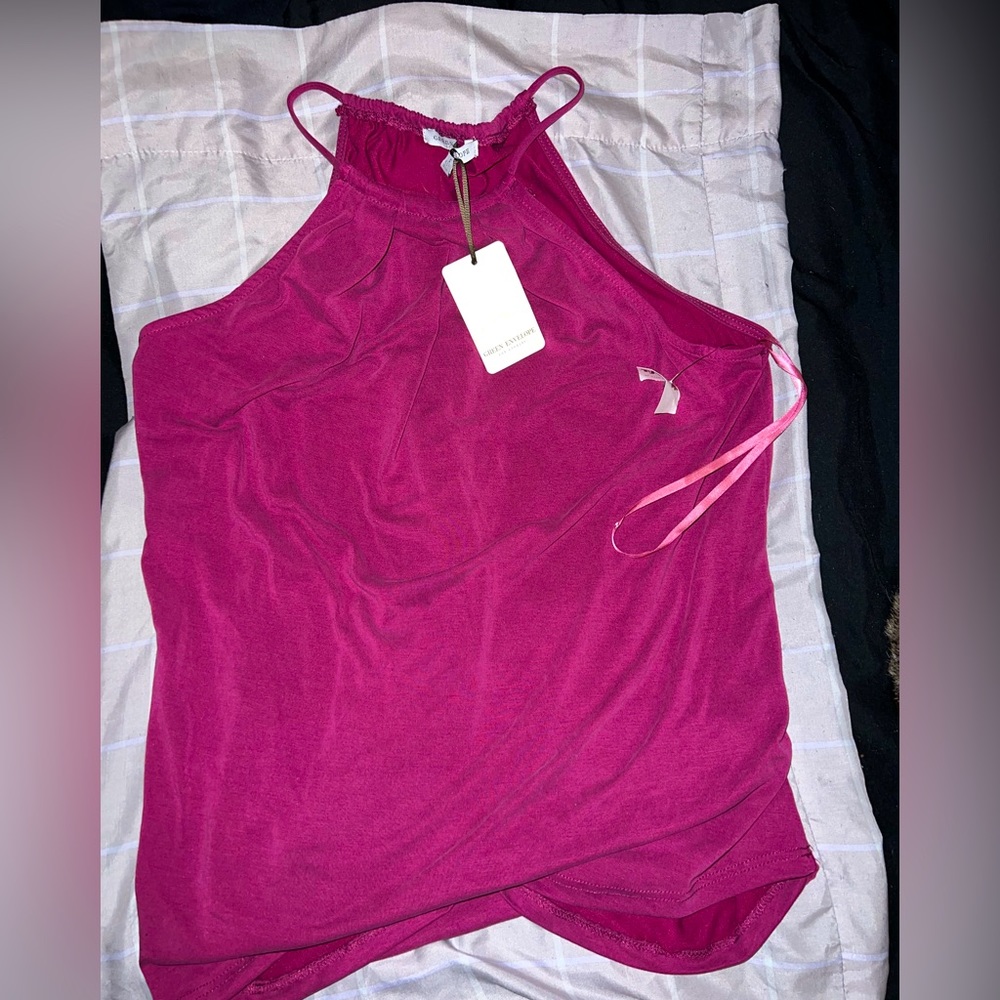 Plum, Open-Shoulder, Suede Top